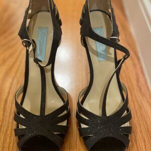 Black glitter T-strap Betsey Johnson Heels